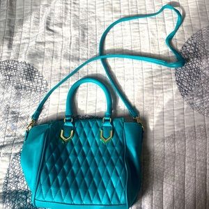 Teal quilted pattern purse
